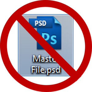 PSD Photoshop File icon Behind red Circle Cross