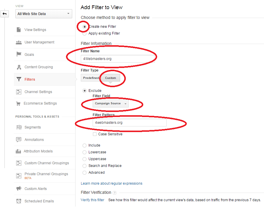 4webmasters filter analytics