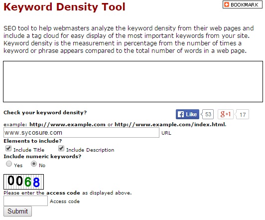 SEOCentro Check Keyword Density